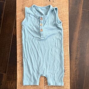 Kyte BABY Dusty Blue Ribbed Sleeveless Shortall